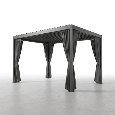 Aluminum Pergola Built for All-Weather Protection, 12X20 Louvered Roof, Waterproof Curtains, 240 sq ft Coverage