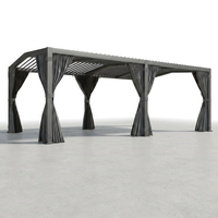 12X20 Louvered Pergola,Dark Grey Aluminum Frame with Adjustable Rainproof Roof, Featuring Waterproof Curtains and Nets — Studio Shot
