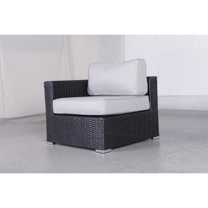 Outdoor Sectional Set HDPE Wicker Aluminum Black L-Shape 94 In 300 LB