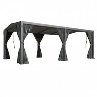 Aluminum Pergola Built for All-Weather Protection, 12X20 Louvered Roof, Waterproof Curtains, 240 sq ft Coverage