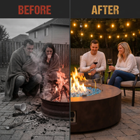 41''Round Fire Pit Table,50000 BTU Outdoor Propane Patio Fire Pit — Before & After