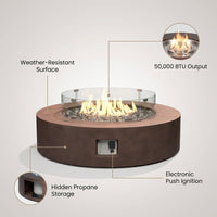 41''Round Fire Pit Table,50000 BTU Outdoor Propane Patio Fire Pit — infographic