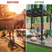 8 Ft. X 8 Ft. Matte Black Aluminum Pergola — Before & After