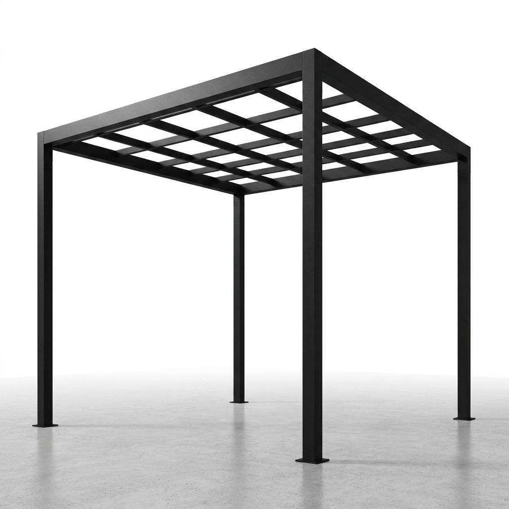 8 Ft. X 8 Ft. Matte Black Aluminum Pergola — Studio Shot