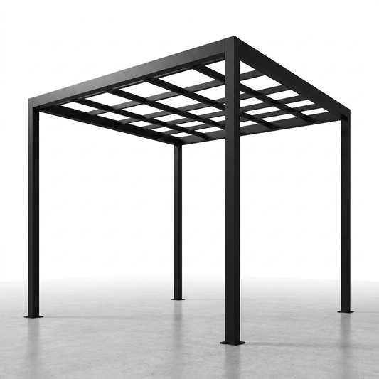 8 Ft. X 8 Ft. Matte Black Aluminum Pergola — Studio Shot
