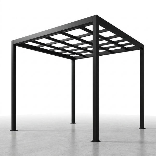 8 Ft. X 8 Ft. Matte Black Aluminum Pergola — Studio Shot