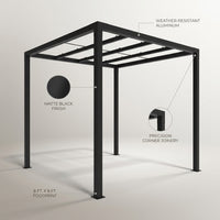 8 Ft. X 8 Ft. Matte Black Aluminum Pergola — infographic