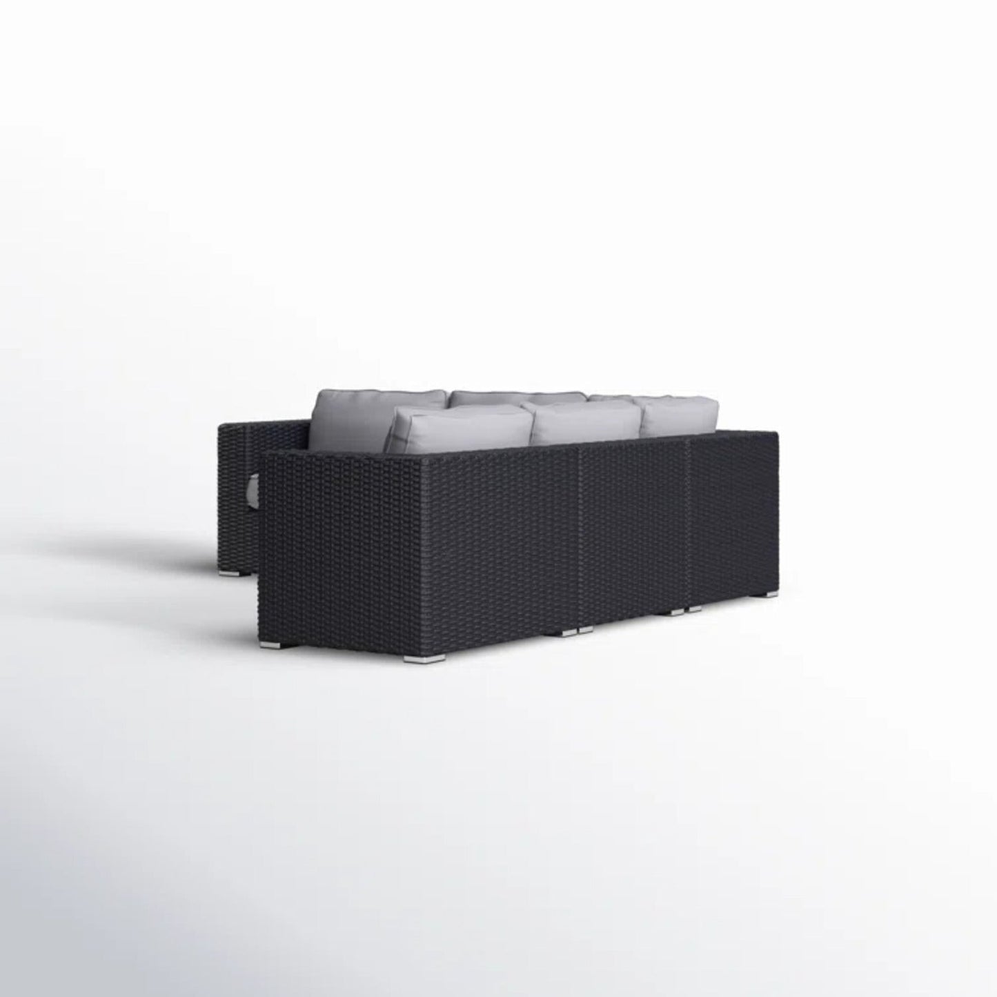 Outdoor Sectional Set HDPE Wicker Aluminum Black L-Shape 94 In 300 LB