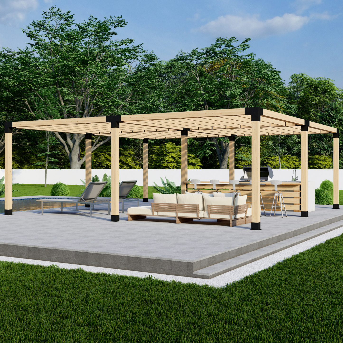 DIY Pergola Bracket Kit for a Freestanding Pergola With Slatted Roof - Any Size Up to 24' x 24'