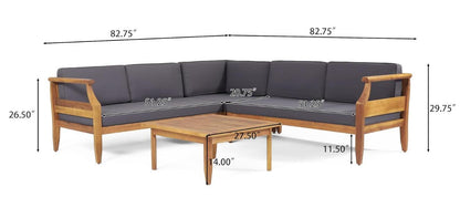 Aston 4 Piece Sofa Set - Dark Gray