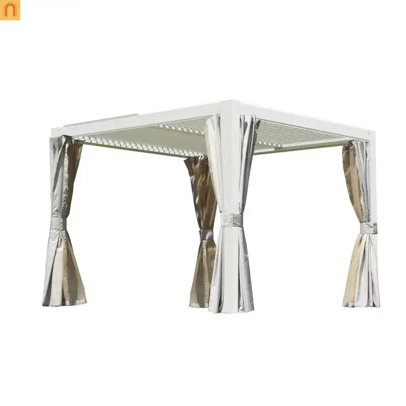 Pergola Louvered Aluminum White 10x10ft Adjustable Roof Drainage