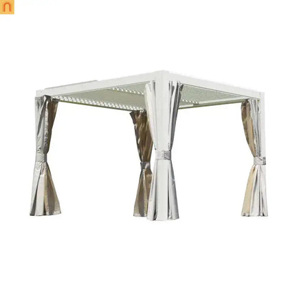 Pergola Louvered Aluminum White 10x10ft Adjustable Roof Drainage
