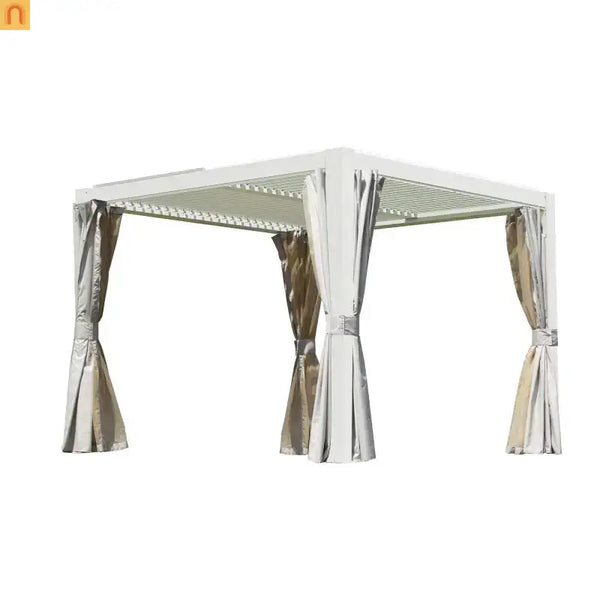 Pergola Louvered Aluminum White 10x10ft Adjustable Roof Drainage