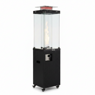 41,000 BTU Propane Patio Heater with Waterproof Cover, Outdoor Heater with Lockable Wheels, Adjustable Feet, Tempered Glass Tube, Suitable for Garden Porch Patio Deck (Black)